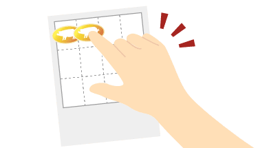 対象シールを応募ハガキに貼る図